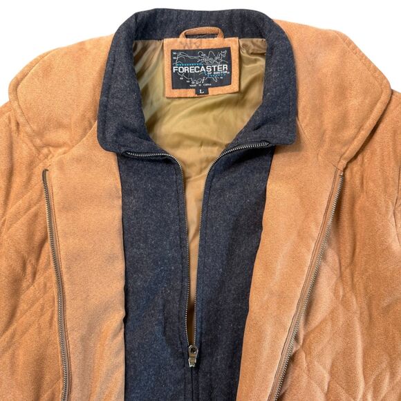 VTG Forecaster of Boston Quilted Barn Jacket Coat Men's Large Brown Faux Suede - Picture 4 of 15